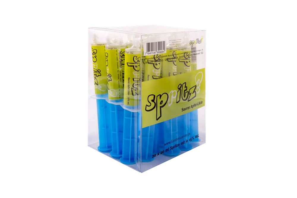 Spritz Saurer Apfel Likör Alkoholspritze 15% Vol. 20 x 2 cl